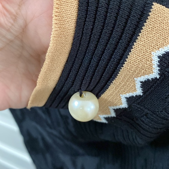 DALIA MACPHEE Black Knit Dress With Pearl Embellishments Size Large - Picture 5 of 5